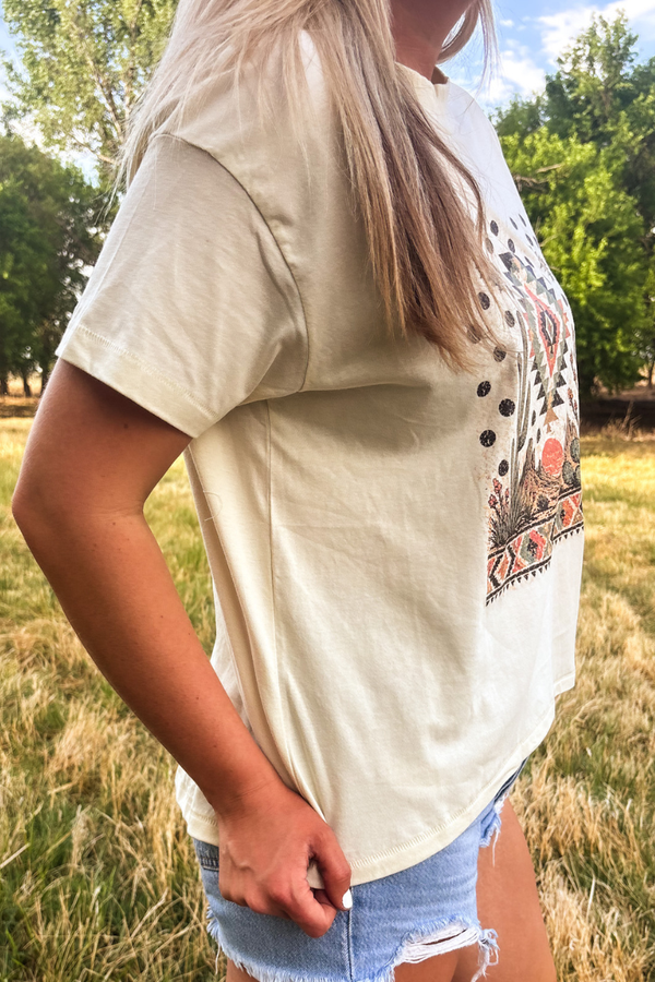 Boho Desert Tee - Blush & Cactus