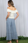 Self Fray Tencel Chambray Palazzo Pants