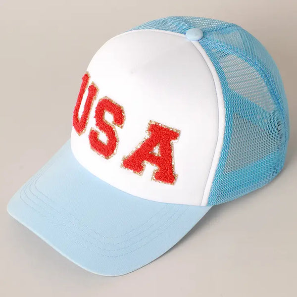 USA Chenille Patched Trucker Hat