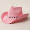 Cowboy Straw Hat With Turquoise Metal Band