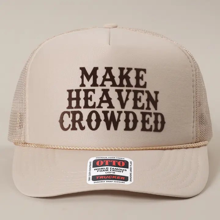Make Heaven Crowded Heat Press Foam Mesh Back Trucker Hat - Blush & Cactus