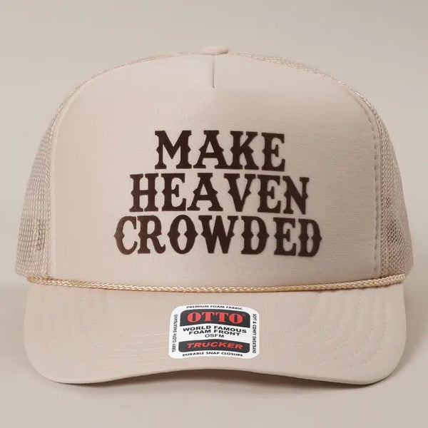 Make Heaven Crowded Heat Press Foam Mesh Back Trucker Hat - Blush & Cactus