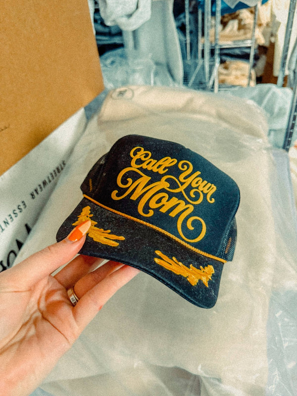 Call Your Mom, Mother's Day Trucker Hat - Blush & Cactus