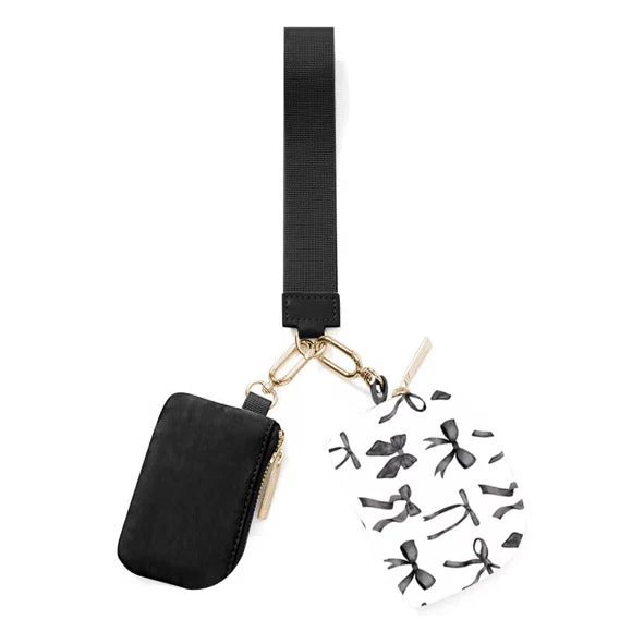 Double Pouch Wristlet - Midnight Bow - Blush & Cactus