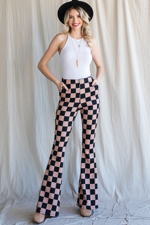 Jade By Jane Black and Mocha Checkered Pants