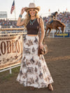 Cowboy Print Lined Full Mesh Skirt