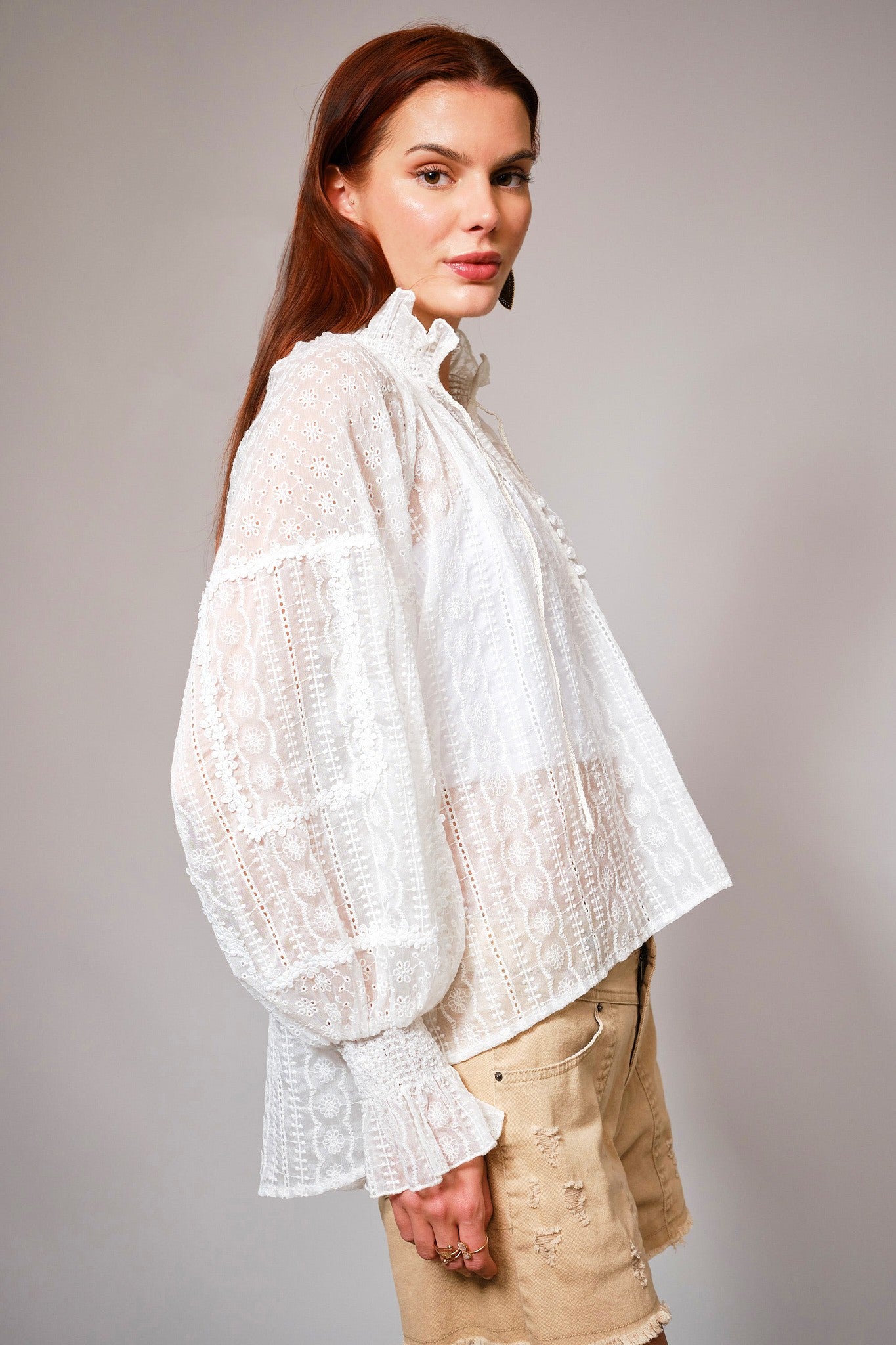 Blue B Peter Pan Collar Peasant Blouse - Blush & Cactus