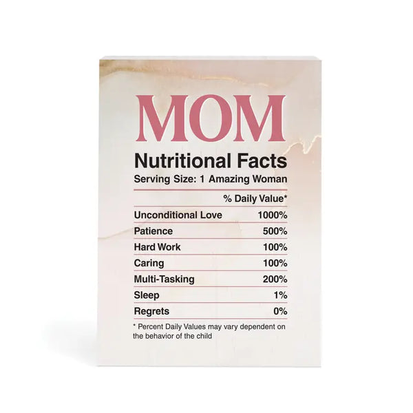 Mom Nutritional Facts Word Block
