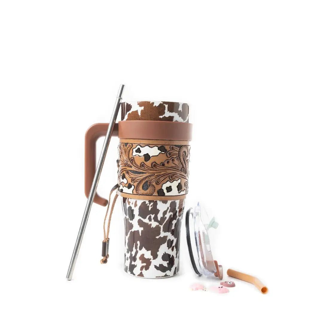 Wide Wyoming Tumbler in Brown and White - Blush & Cactus