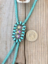 Western Glitter Style Stone Pendant Bolo Tie Necklace - Blush & Cactus