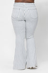 Judy Blue Hi-Waist Super Flare White Pinstripe Jean - Curvy Size - Blush & Cactus