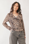 Davi & Dani Leopard Twill Moto Style Biker Jacket Outerwear
