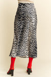 Davi & Dani Leopard Animal Print Long Length Waist Tie Skirt