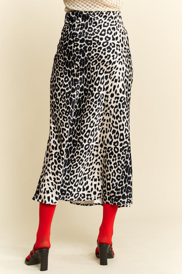 Davi & Dani Leopard Animal Print Long Length Waist Tie Skirt