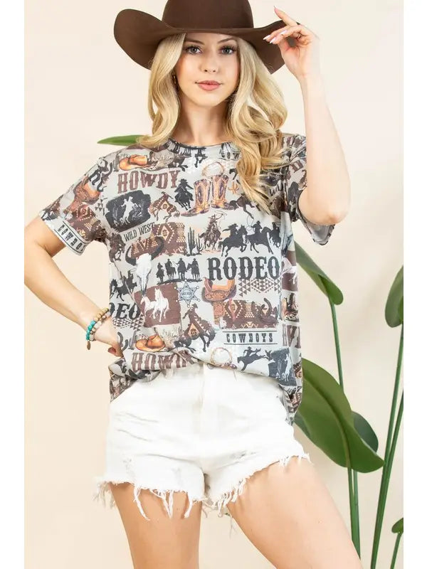 Western Rodeo Print Short Sleeve T