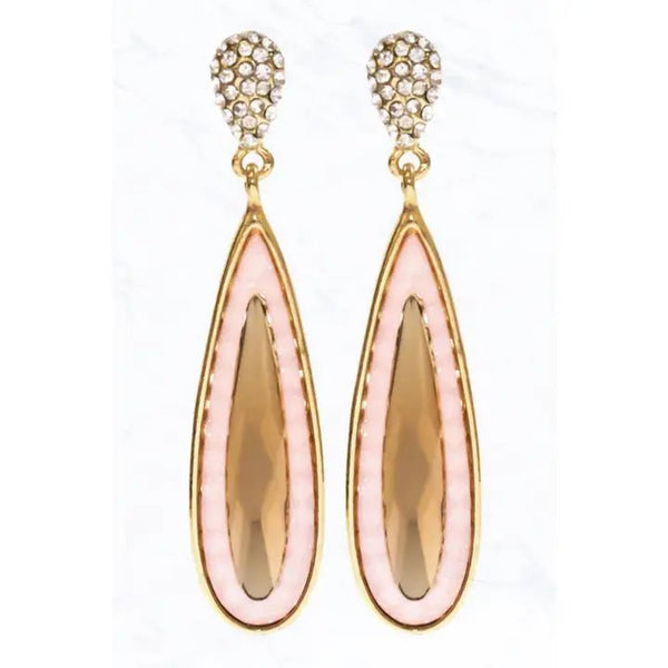 Glitter Crystal Earrings - Blush & Cactus