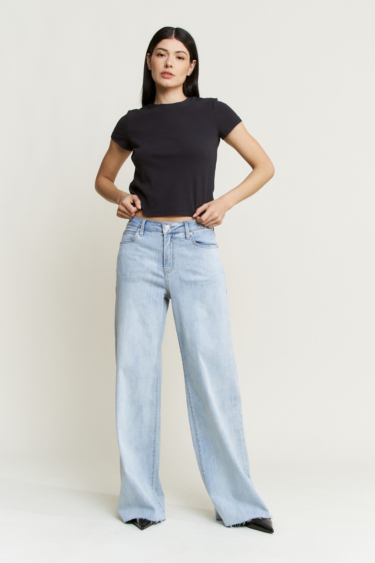 Mica Super High Wide Leg Raw Hem - Blush & Cactus
