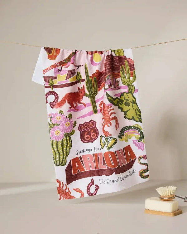 Greetings from Arizona Tea Towel - Blush & Cactus