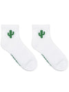 Classic Ankle Socks w/ Ribbed Tubing - Cactus - White