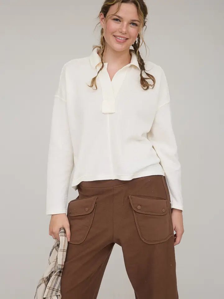 Pocket Detail Knit Lounge Pants - Blush & Cactus