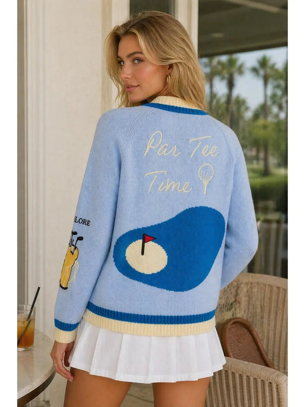 Golf Embroidered Patch Cardigan - 3 Colors - Blush & Cactus