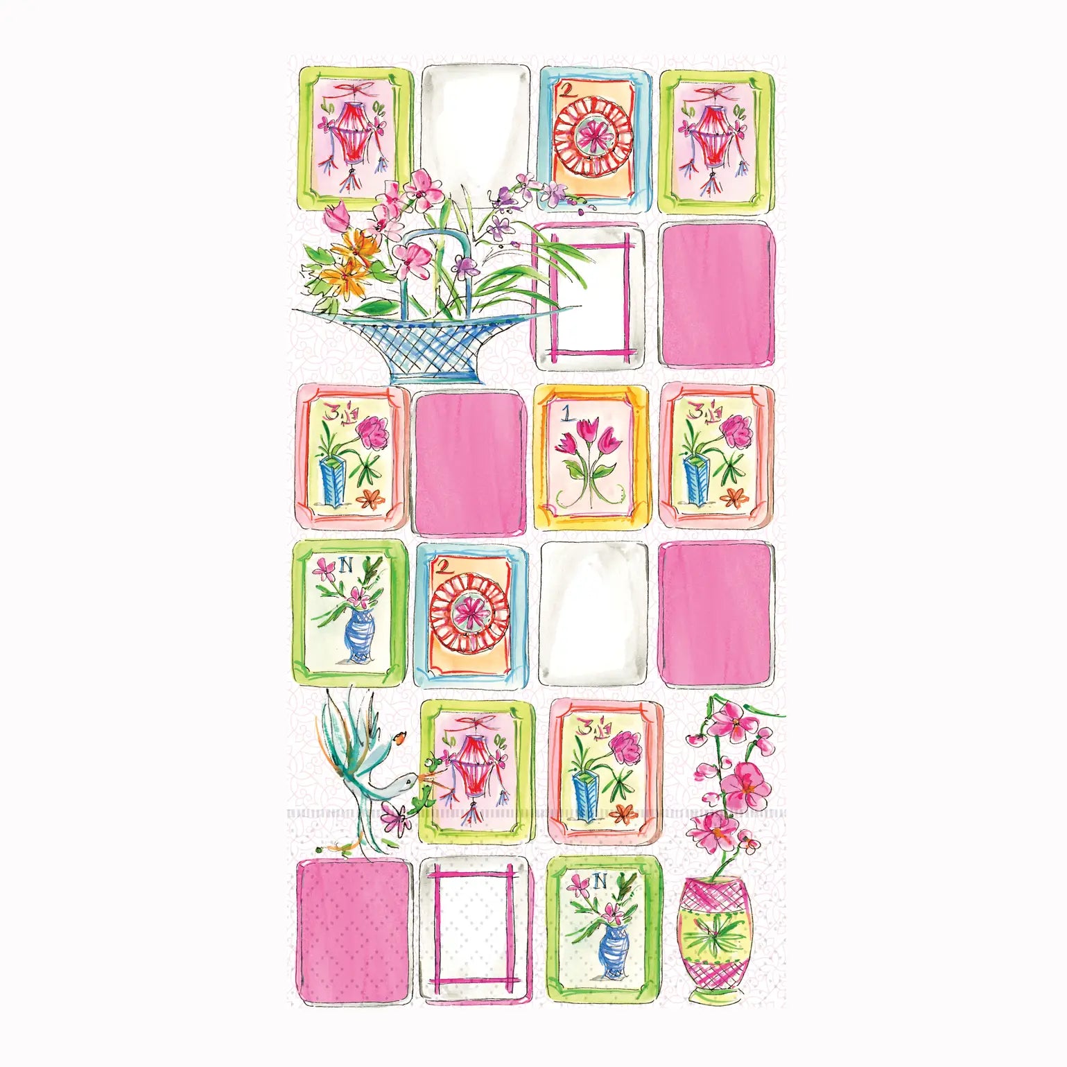 Paper Guest Towels 16 Ct Mahjong Pink Rosanne Beck