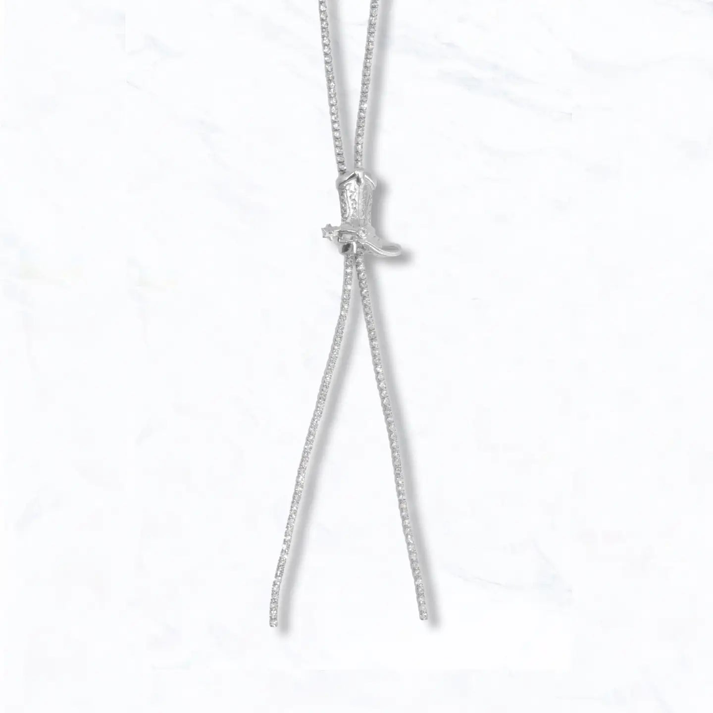 Adjustable Crystal Bolo Cowboy Boot Necklace - Blush & Cactus