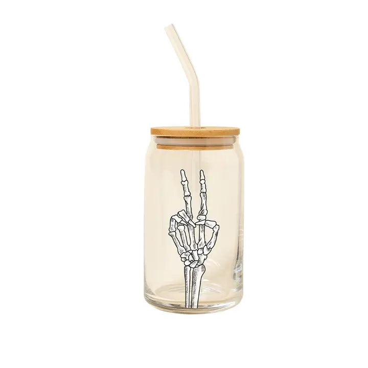 Halloween Can Glass W/Lid