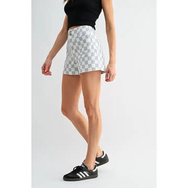 Mica High - Rise Shorts Chess Print - Blush & Cactus