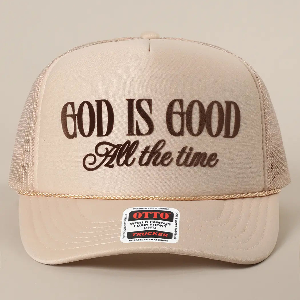 God Is Good Text Mesh Back Foam Trucker Hat