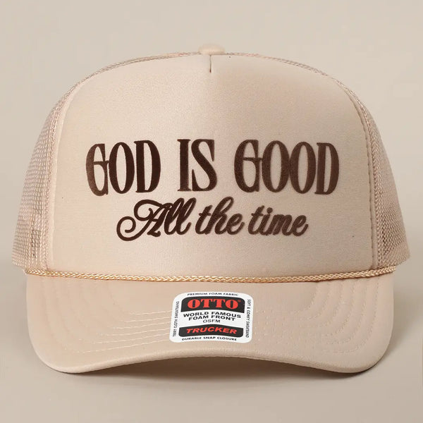 God Is Good Text Mesh Back Foam Trucker Hat
