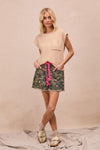 BIBI Braided Waist Belt Patch Pockets Camouflage Print