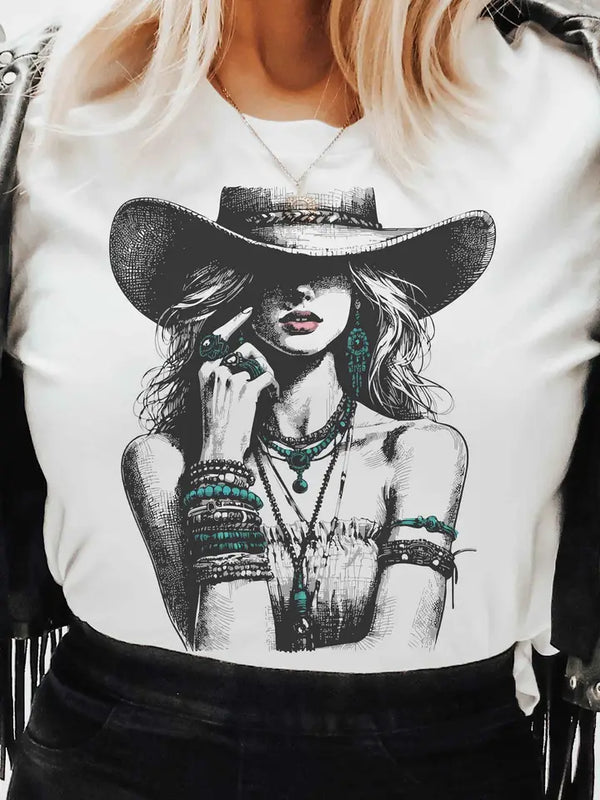 Turquoise Cowgirl Graphic Tee