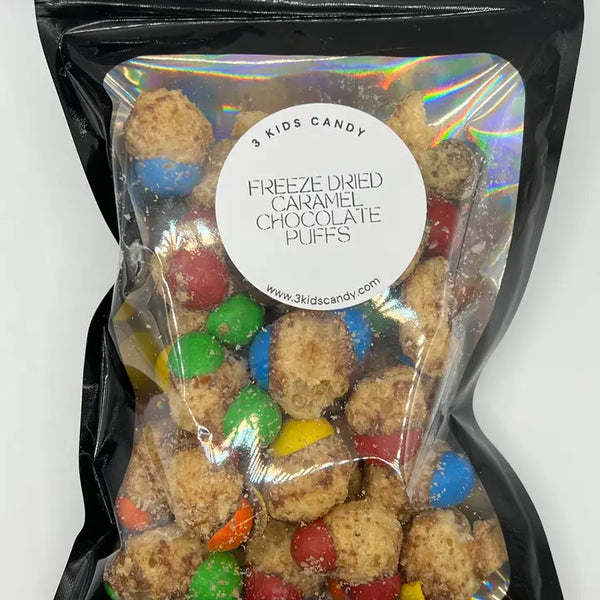 Freeze Dried Caramel Chocolate Puffs(Made from Caramel M&Ms)