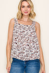 Ivory Meadow Square Tank - Blush & Cactus