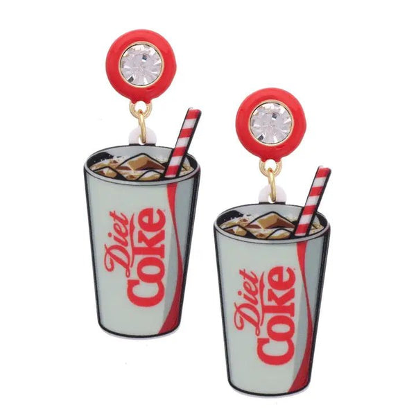 Rhinestone Resin Diet Coke Can Earrings in Red/Gray - Blush & Cactus