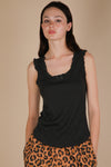 Very J Bow Trim Ruffled Knit Tank Top