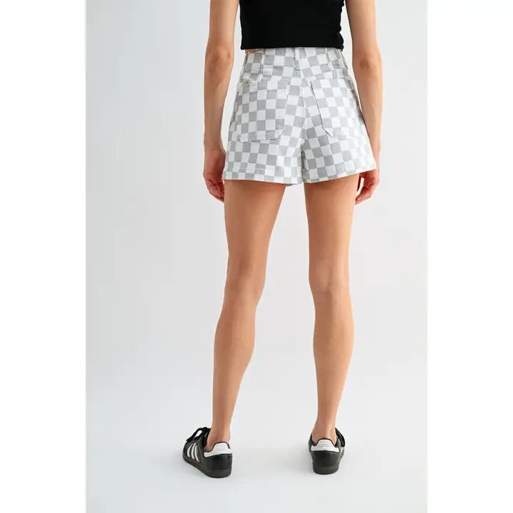 Mica High - Rise Shorts Chess Print - Blush & Cactus