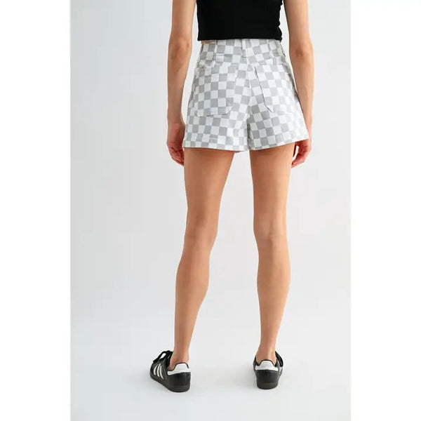 Mica High - Rise Shorts Chess Print - Blush & Cactus