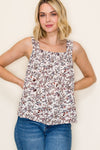 Ivory Meadow Square Tank - Blush & Cactus