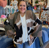 POL 3/4 sleeve Relaxed Camo Cardigan