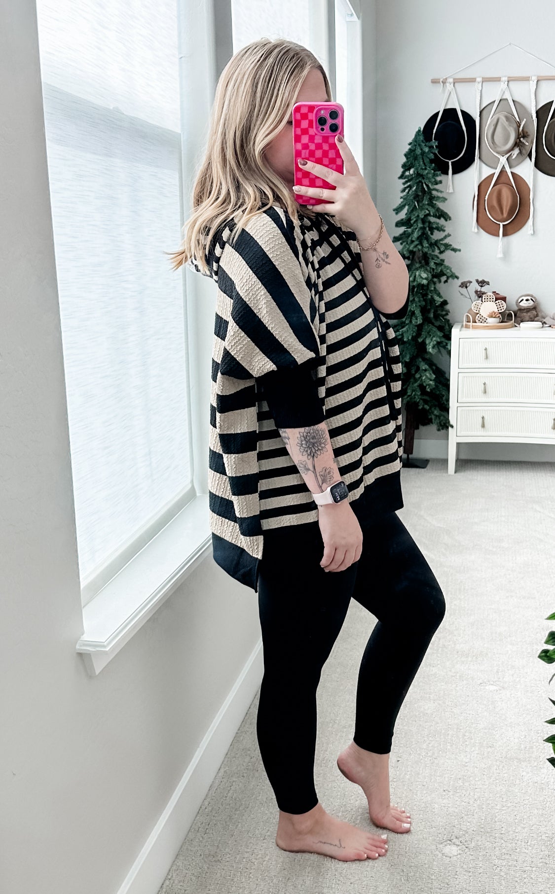 STRIPE MIX OVERSIZED PULLOVER HOODIE