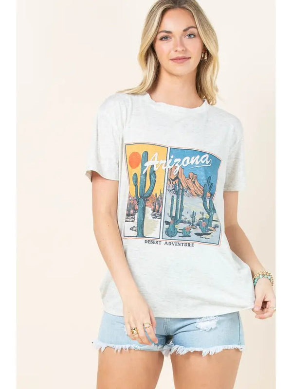 Arizona Graphic Short Sleeve T-Shirt - Blush & Cactus