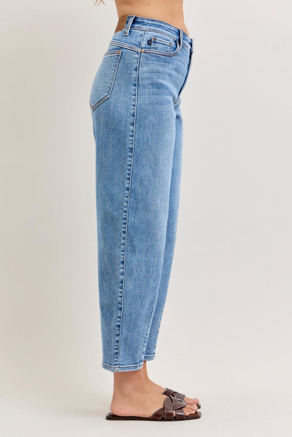 Judy Blue Hw Barrel Jean W/ Front Darts & Back Yoke Detail - Blush & Cactus