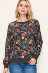 Staccato Floral Printed Pullover Sweatershirt