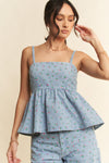 Indigo Bloom Tank - Blush & Cactus