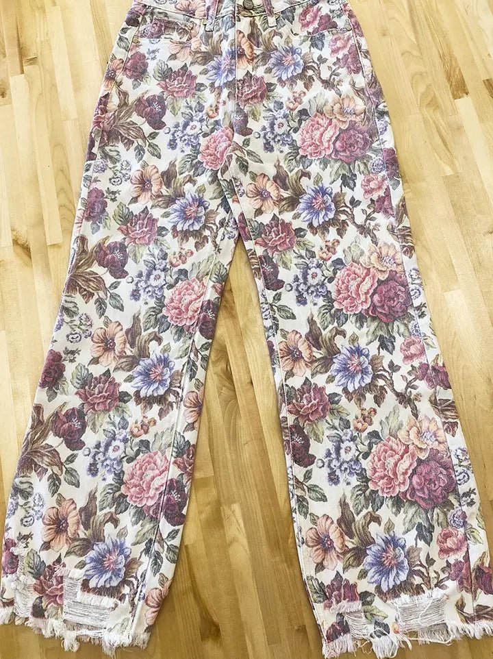 Vintage Floral Jeans - Blush & Cactus