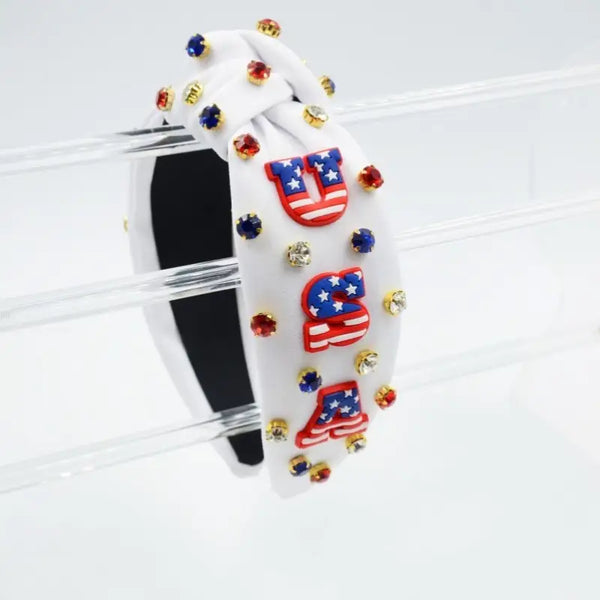 4TH of July USA Rhinestone Stud Headband