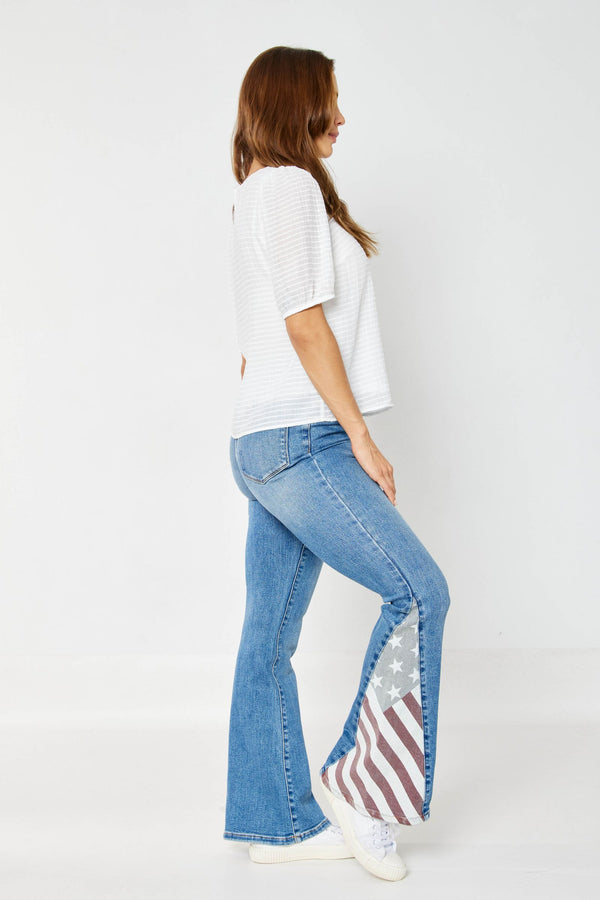 Judy Blue HW American Flag Print Flare