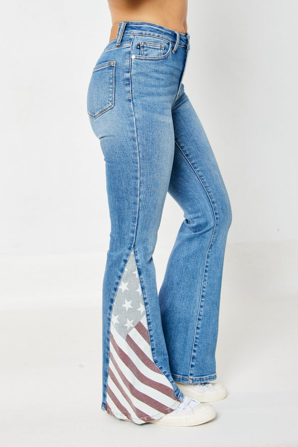 Judy Blue HW American Flag Print Flare